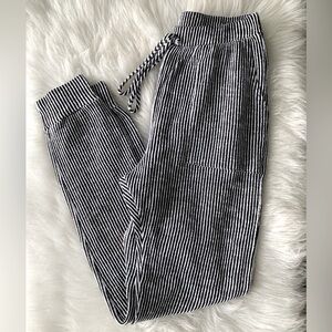 Black/White striped Joggers